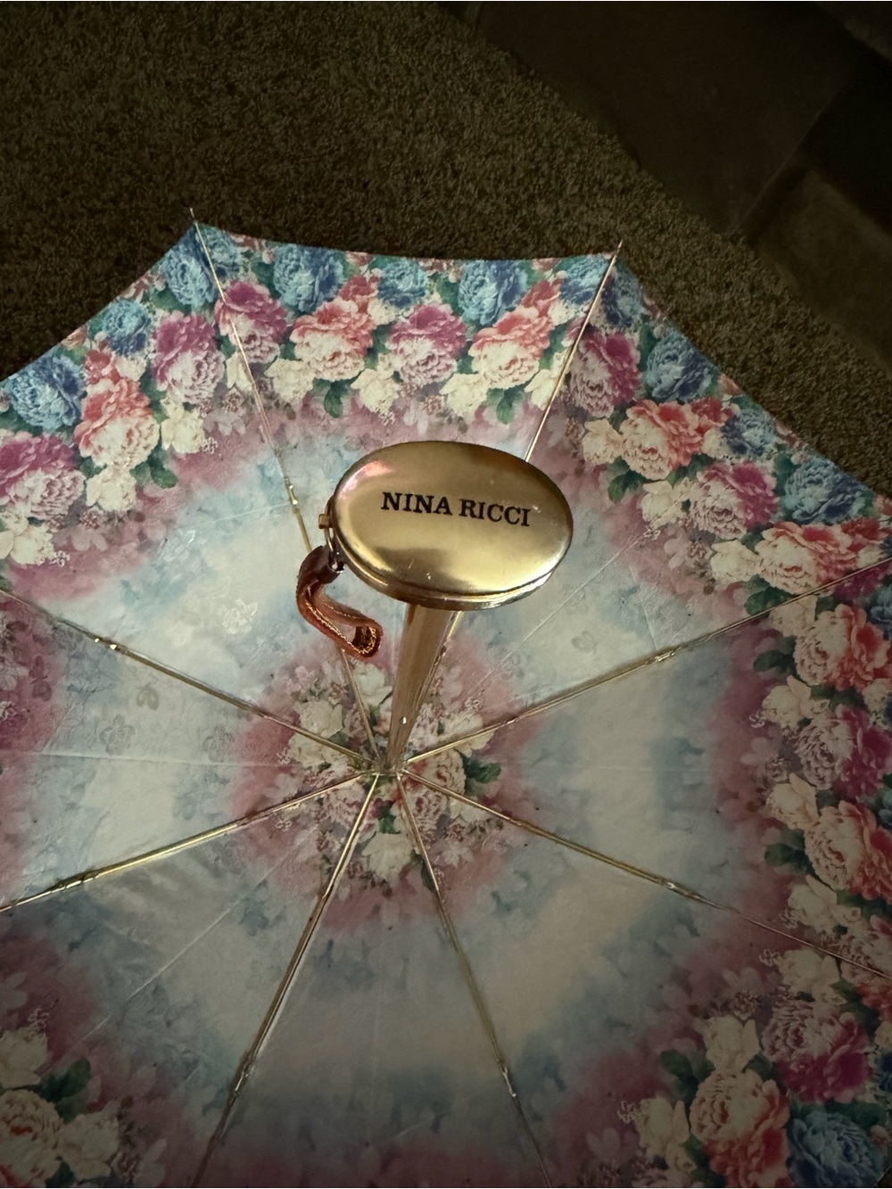 Nina Ricci Floral Pink Blue Green Umbrella - Picture 4 of 13